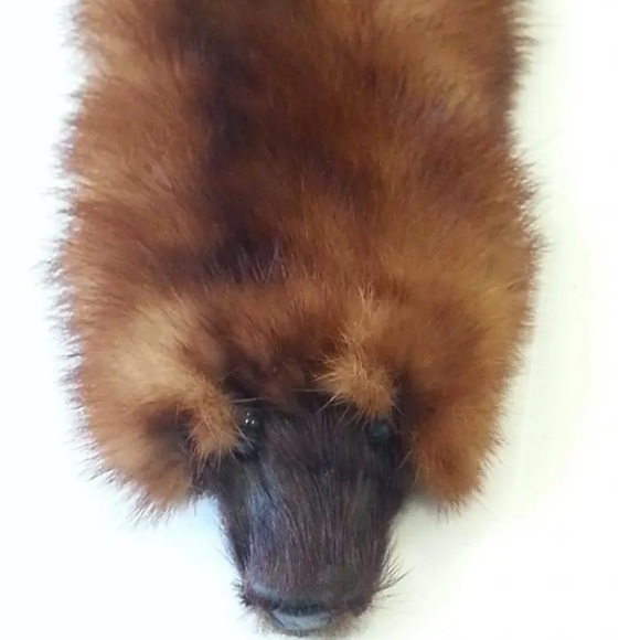 Genuine Vintage Mink Pelt Stole Three Full Body Real Fur Red/Brown Wrap Shawl - Picture 6 of 13